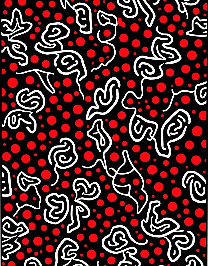 Black Red White Abstract Continuous Line Rug