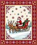 Festive Santa Sleigh Snowflakes Border Rug