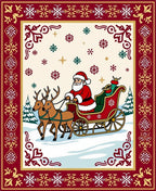 Festive Santa Sleigh Snowflakes Border Rug