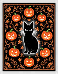 Black Cat Halloween Pumpkin Garland Rug