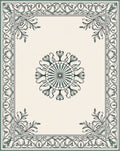 Elegant Teal Floral Medallion Border Rug