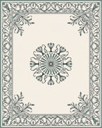 Elegant Teal Floral Medallion Border Rug