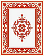 Crimson Scrollwork Sunburst Medallion Rug