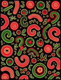Whimsical Red Green Swirl Garland Rug