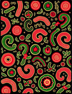 Whimsical Red Green Swirl Garland Rug
