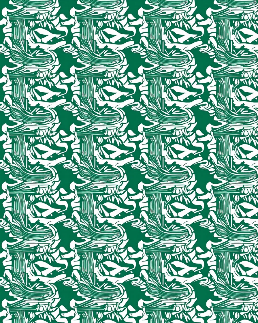 Emerald White Abstract Organic Flow Rug