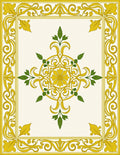 Ornate Yellow Golden Floral Medallion Border Rug
