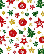 Red Green Gold Christmas Ornament Snowflakes Rug
