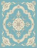 Aqua Cream Classic Floral Medallion Rug