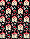 Whimsical Red Roof Gingerbread Houses Rug