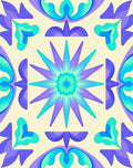 Vibrant Purple Teal Starburst Tile Rug