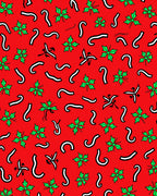 Red Green Holly Swirls Rug
