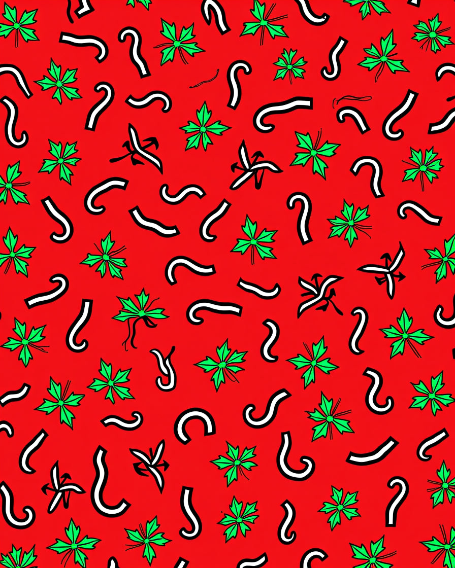Red Green Holly Swirls Rug