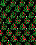 Green Holly Berry Christmas Trees Rug