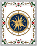 Nautical Blue Golden Compass Rose Rug