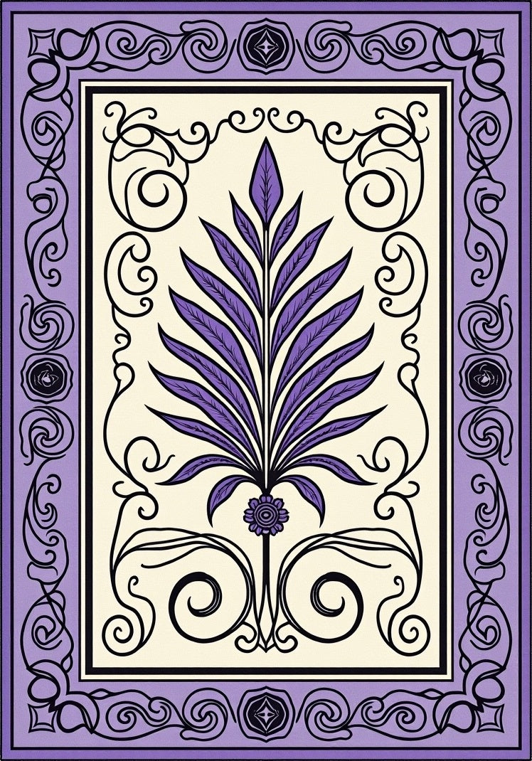 Lavender Fern Scroll Border Rug