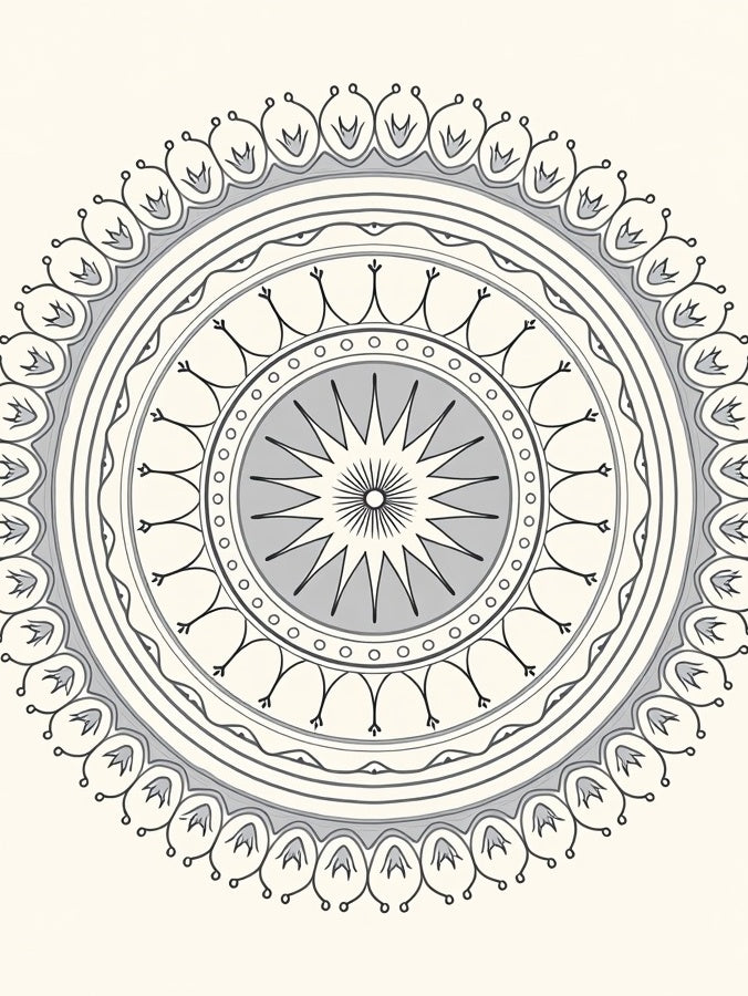 Gray Mandola Medallion Sunburst Rug