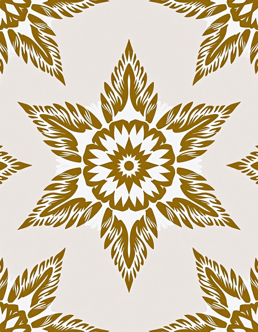 Golden Leaf Starburst Medallion Rug