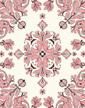 Baroque Pink Floral Swirl Illustration Rug