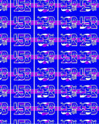 Retro Blue Purple Abstract Numbers Rug