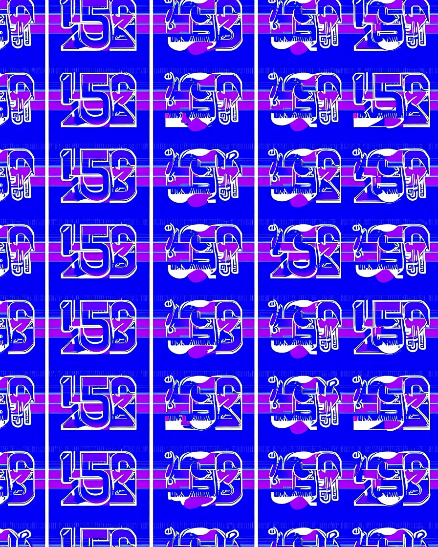 Retro Blue Purple Abstract Numbers Rug