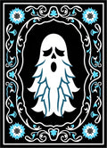 Whimsical Blue Ghost Floral Border Rug