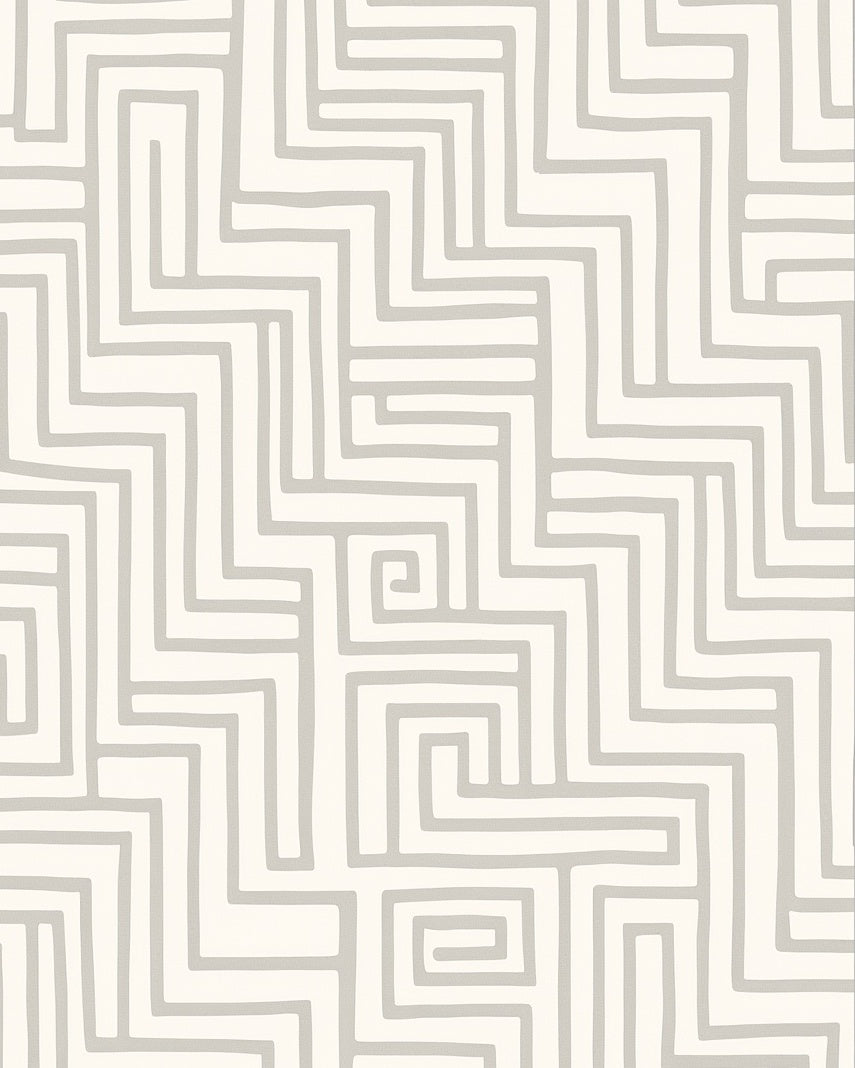Modern Gray Geometric Maze Rug