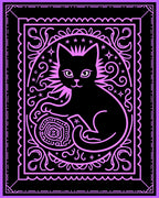 Mystical Black Cat Cosmic Swirls Rug