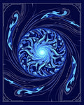 Vibrant Blue Swirling Cosmic Vortex Rug