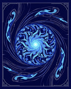 Vibrant Blue Swirling Cosmic Vortex Rug