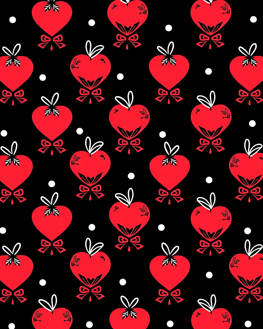 Red Hearts with Bows Polka Dot Rug