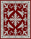 Elegant Deep Red Floral Medallion Rug