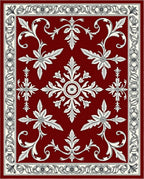 Elegant Deep Red Floral Medallion Rug