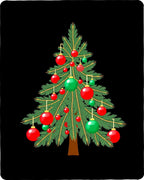Green Fir Tree Red Ball Ornaments Rug