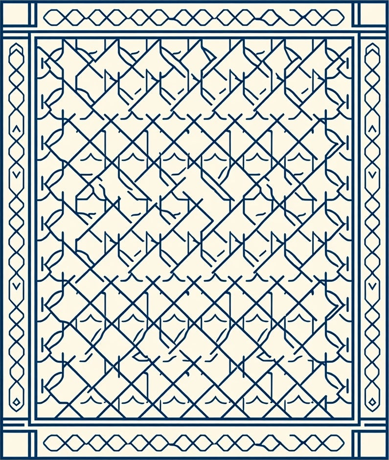 Navy Blue Interwoven Lattice Rug