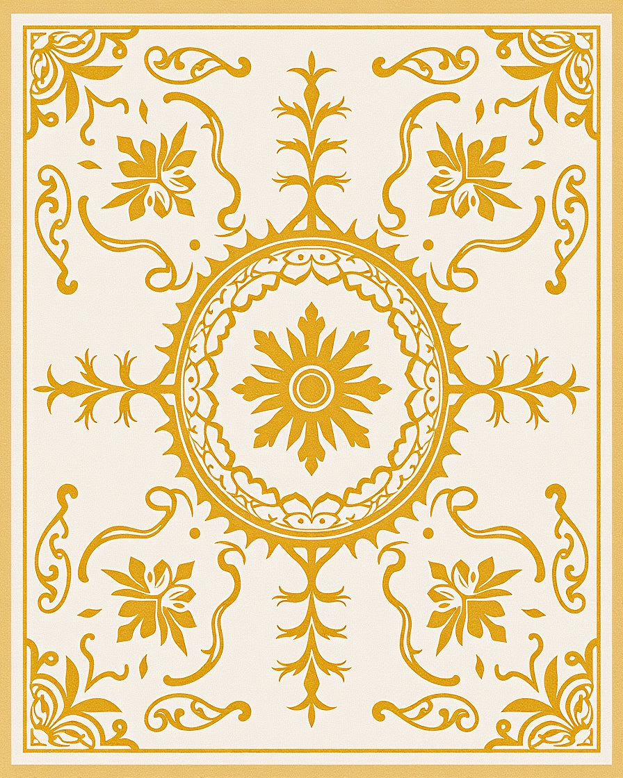 Golden Sunburst Blooms In Yellow Rug