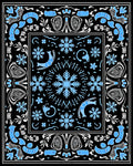 Light Blue Snowflake Black Border Rug