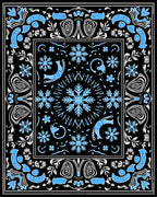 Light Blue Snowflake Black Border Rug