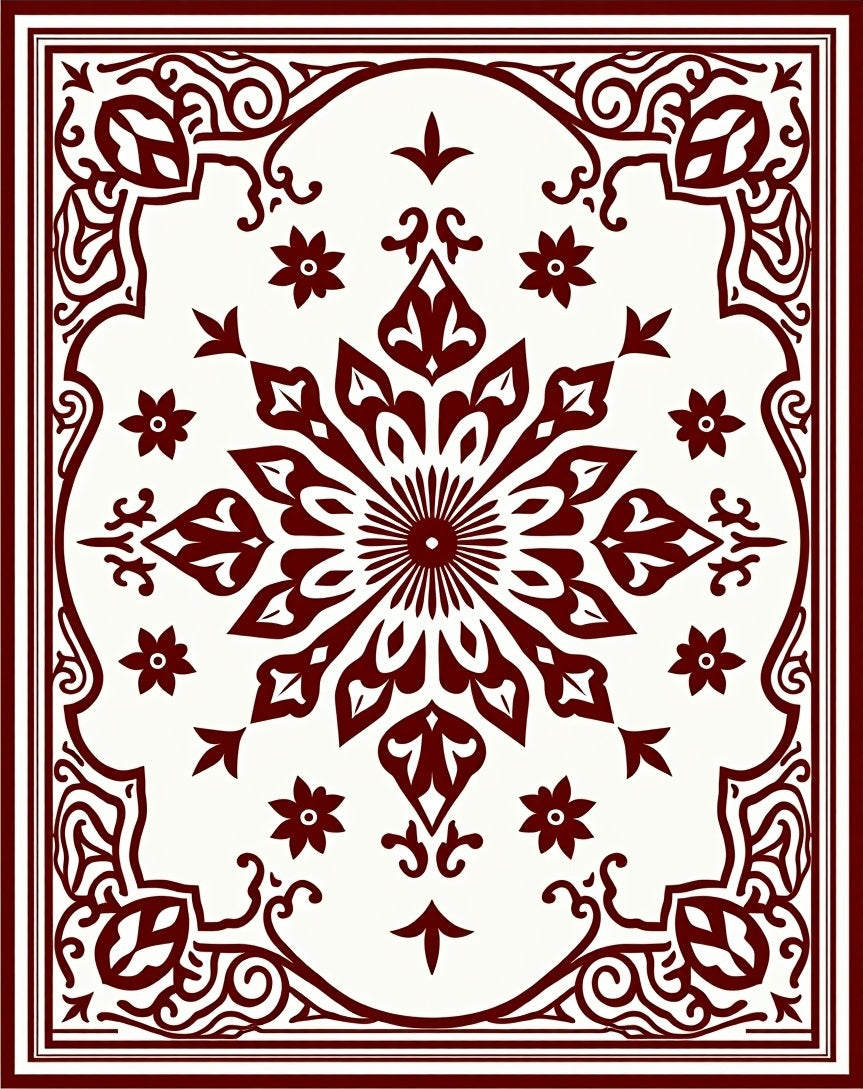 Rich Burgundy Floral Medallion Rug