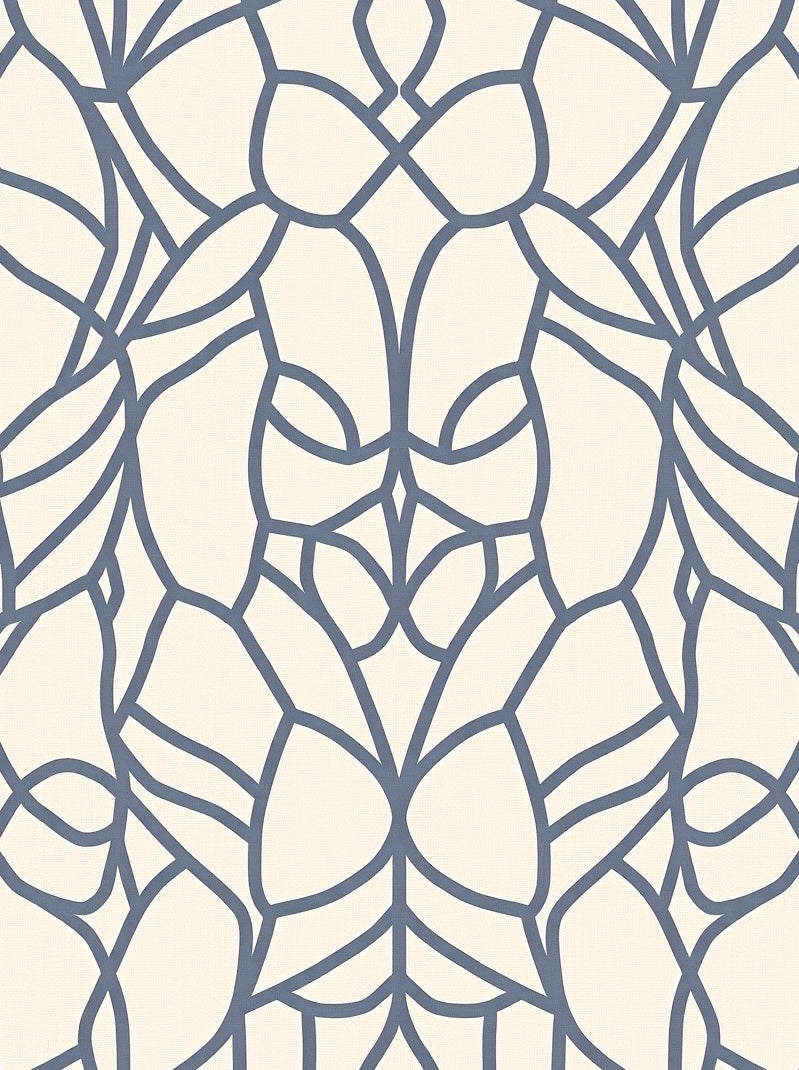 Navy Blue Overlay Art Deco Lines Rug
