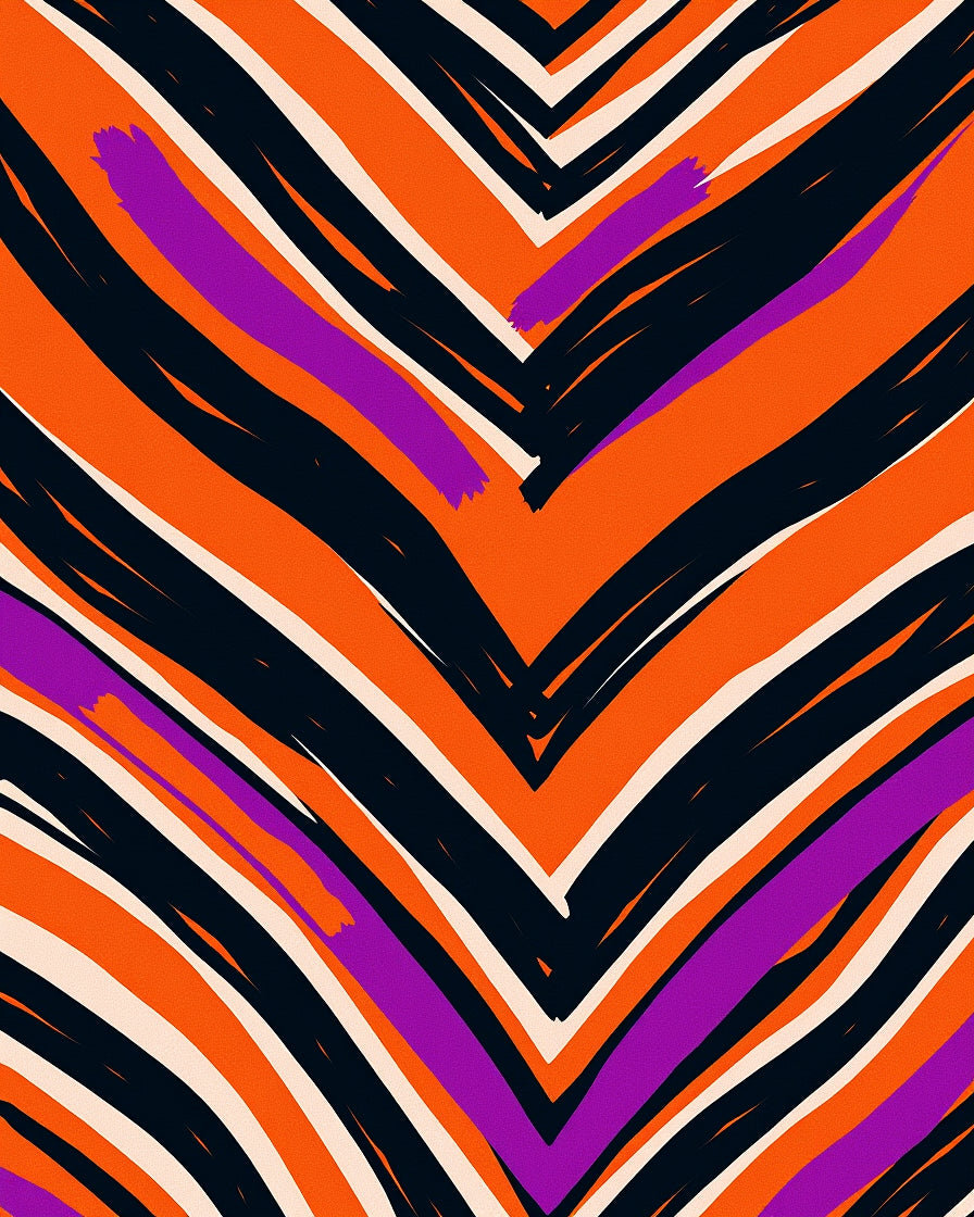 Bold Orange Purple Jagged Stripe Rug