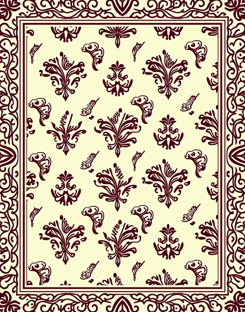 Traditional Crimson Floral Damask Rug