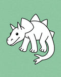 Cute White Dinosaur On Green Background Rug