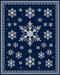 Navy Blue White Snowflake Charm Rug