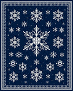 Navy Blue White Snowflake Charm Rug