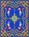 Royal Blue Antique Dancers Border Rug