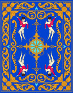 Royal Blue Antique Dancers Border Rug