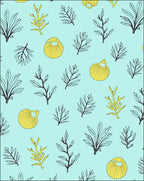 Coastal Yellow Shell Aquatic Foliage Rug