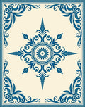 Deep Blue Floral Medallion Scroll Rug