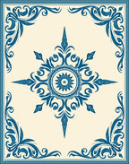 Deep Blue Floral Medallion Scroll Rug